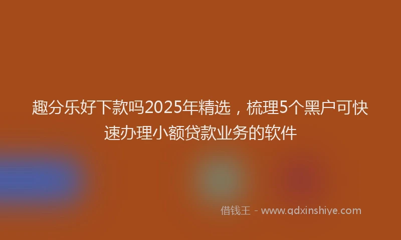 趣分乐好下款吗2025年精选，梳理5个黑户可快速办理小额贷款业务的软件