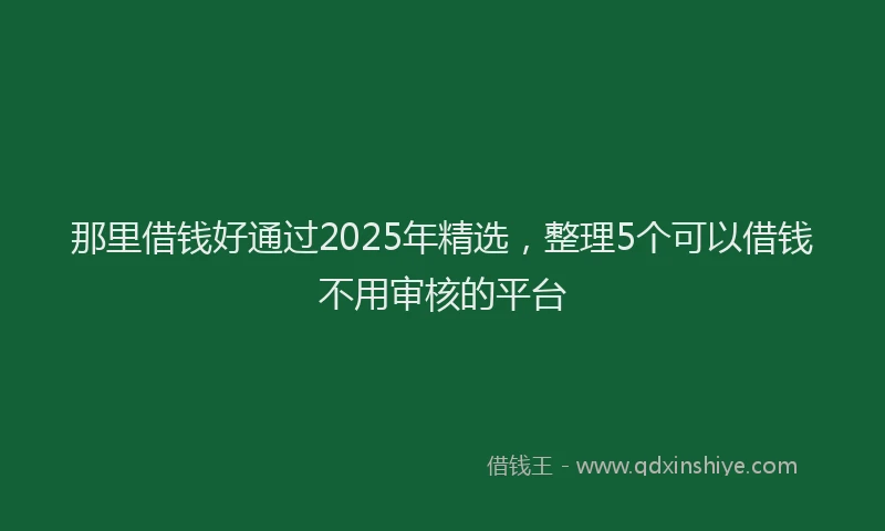那里借钱好通过2025年精选，整理5个可以借钱不用审核的平台