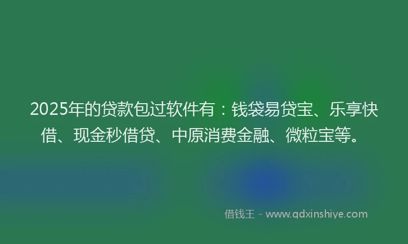 2025年的贷款包过软件有：钱袋易贷宝、乐享快借、现金秒借贷、中原消费金融、微粒宝等。