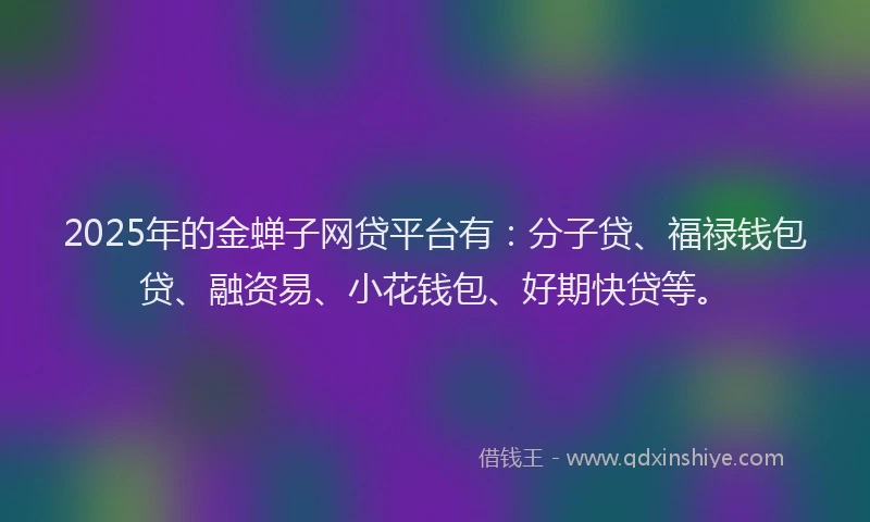 2025年的金蝉子网贷平台有：分子贷、福禄钱包贷、融资易、小花钱包、好期快贷等。