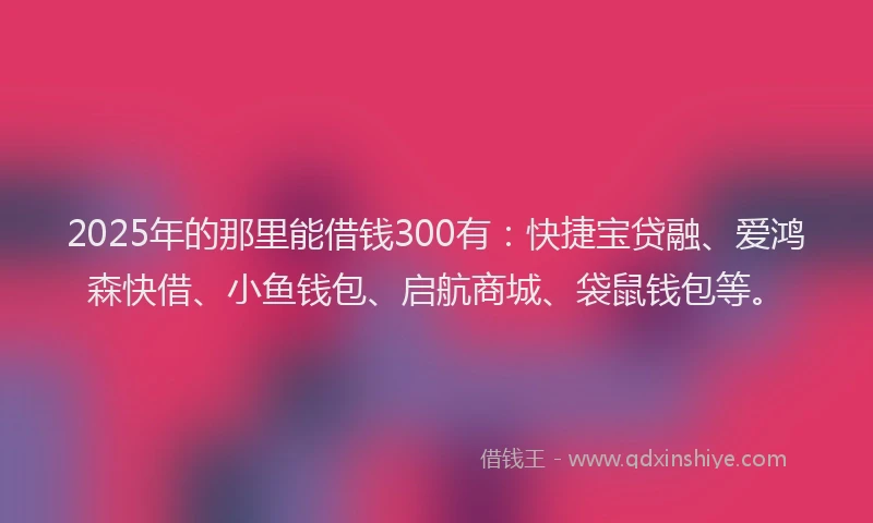 2025年的那里能借钱300有：快捷宝贷融、爱鸿森快借、小鱼钱包、启航商城、袋鼠钱包等。