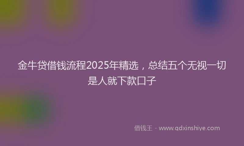 金牛贷借钱流程2025年精选，总结五个无视一切是人就下款口子