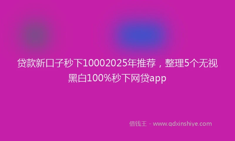 贷款新口子秒下10002025年推荐，整理5个无视黑白100%秒下网贷app