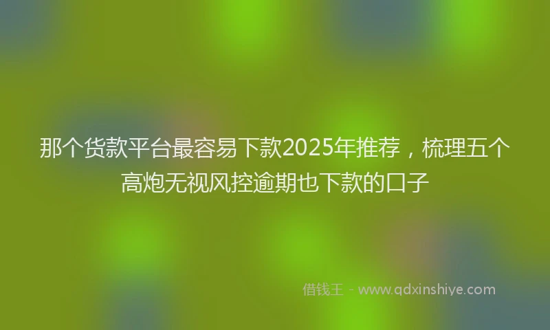 那个货款平台最容易下款2025年推荐，梳理五个高炮无视风控逾期也下款的口子
