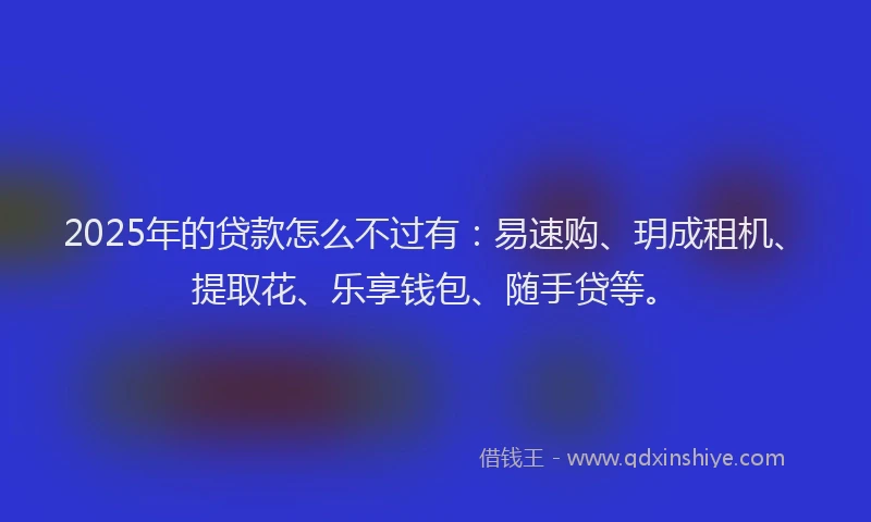 2025年的贷款怎么不过有：易速购、玥成租机、提取花、乐享钱包、随手贷等。