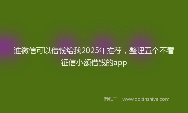 谁微信可以借钱给我2025年推荐，整理五个不看征信小额借钱的app