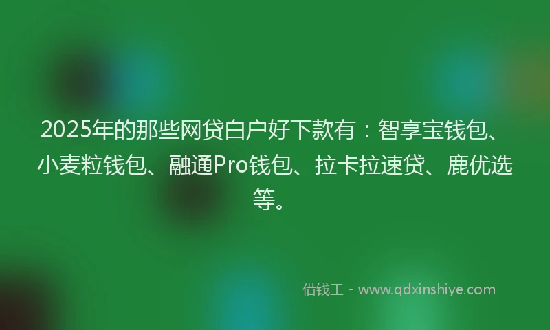 2025年的那些网贷白户好下款有：智享宝钱包、小麦粒钱包、融通Pro钱包、拉卡拉速贷、鹿优选等。