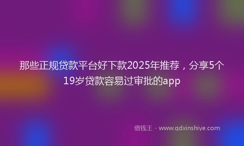 那些正规贷款平台好下款2025年推荐，分享5个19岁贷款容易过审批的app
