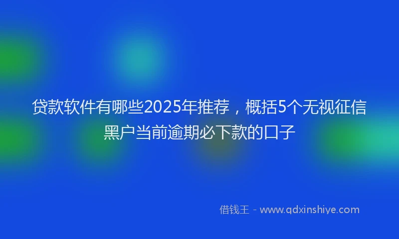 贷款软件有哪些2025年推荐，概括5个无视征信黑户当前逾期必下款的口子