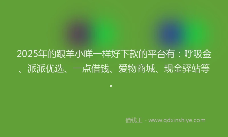 2025年的跟羊小咩一样好下款的平台有：呼吸金、派派优选、一点借钱、爱物商城、现金驿站等。