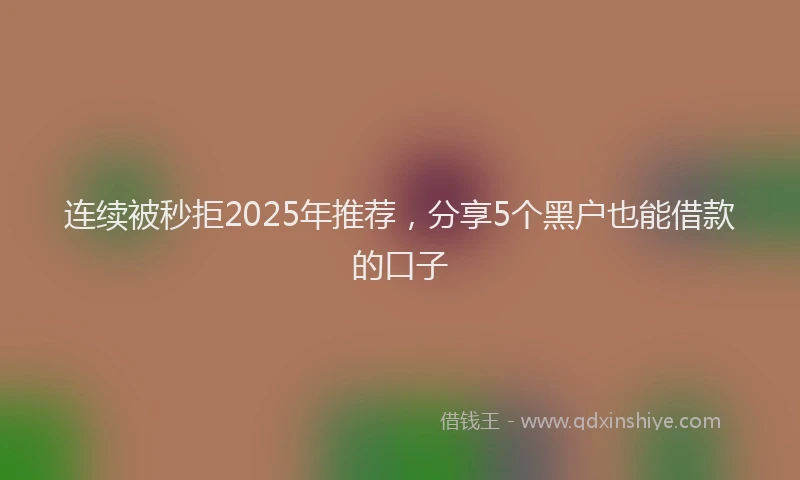 连续被秒拒2025年推荐，分享5个黑户也能借款的口子