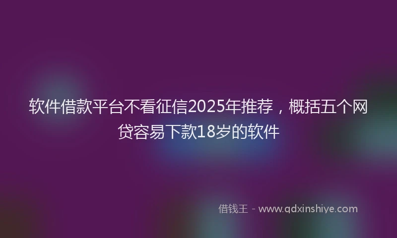 软件借款平台不看征信2025年推荐，概括五个网贷容易下款18岁的软件