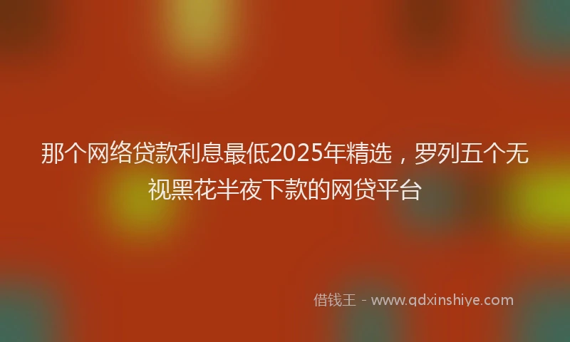那个网络贷款利息最低2025年精选，罗列五个无视黑花半夜下款的网贷平台
