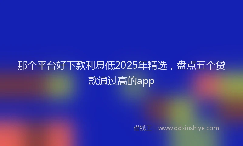 那个平台好下款利息低2025年精选，盘点五个贷款通过高的app