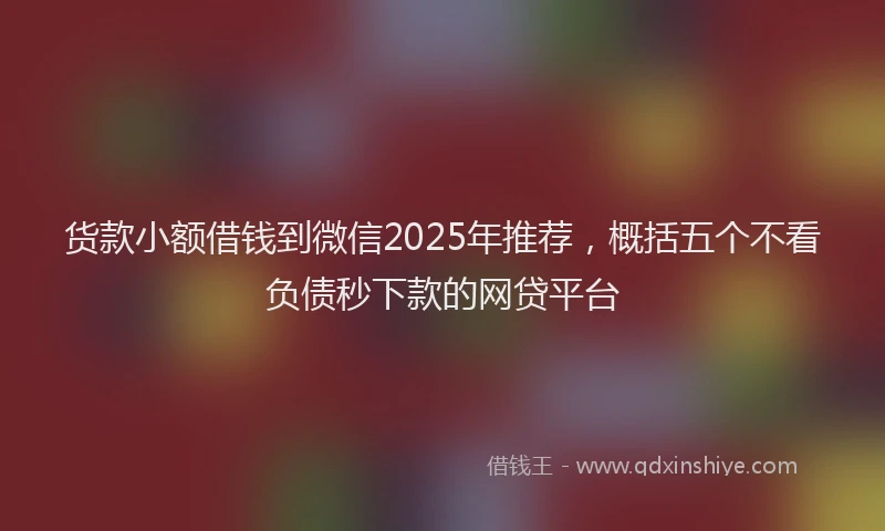 货款小额借钱到微信2025年推荐，概括五个不看负债秒下款的网贷平台