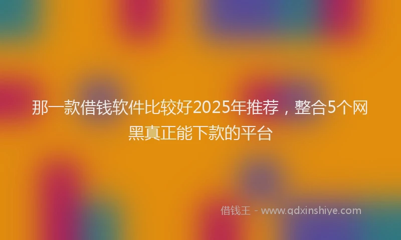 那一款借钱软件比较好2025年推荐，整合5个网黑真正能下款的平台