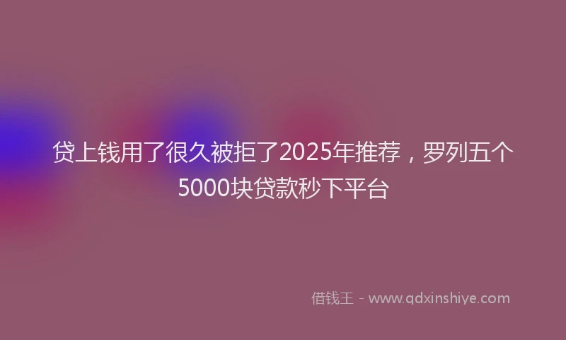 贷上钱用了很久被拒了2025年推荐，罗列五个5000块贷款秒下平台