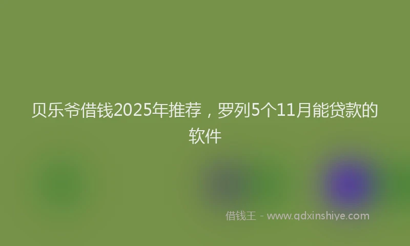 贝乐爷借钱2025年推荐，罗列5个11月能贷款的软件