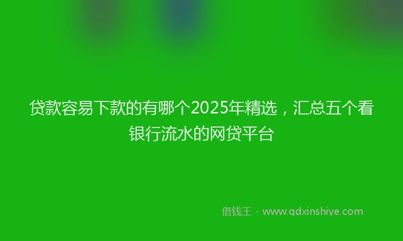 贷款容易下款的有哪个2025年精选，汇总五个看银行流水的网贷平台