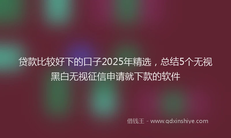贷款比较好下的口子2025年精选，总结5个无视黑白无视征信申请就下款的软件