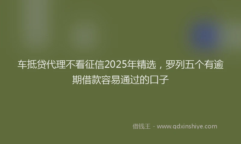 车抵贷代理不看征信2025年精选，罗列五个有逾期借款容易通过的口子