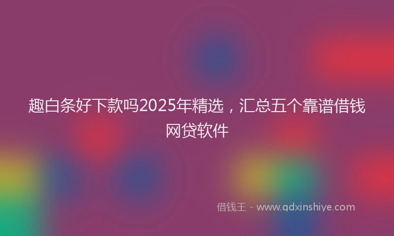 趣白条好下款吗2025年精选，汇总五个靠谱借钱网贷软件