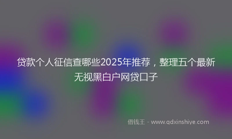 贷款个人征信查哪些2025年推荐，整理五个最新无视黑白户网贷口子