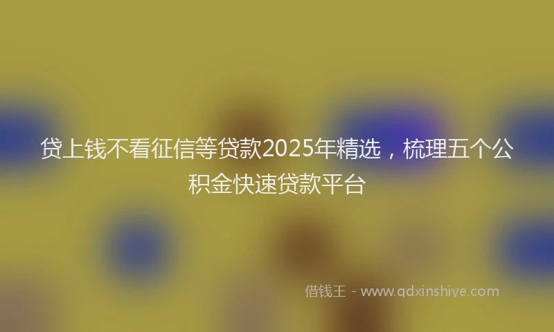 贷上钱不看征信等贷款2025年精选，梳理五个公积金快速贷款平台