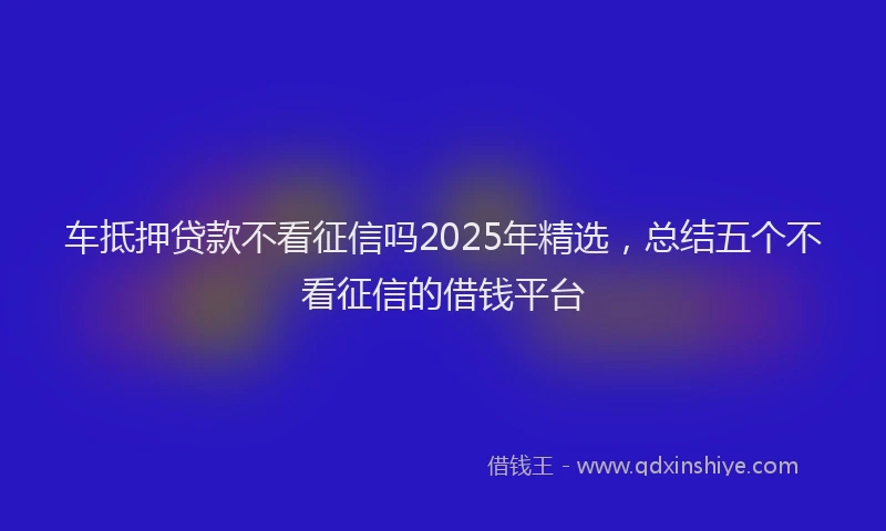 车抵押贷款不看征信吗2025年精选，总结五个不看征信的借钱平台