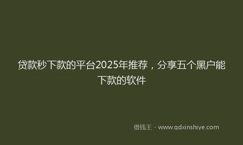贷款秒下款的平台2025年推荐，分享五个黑户能下款的软件
