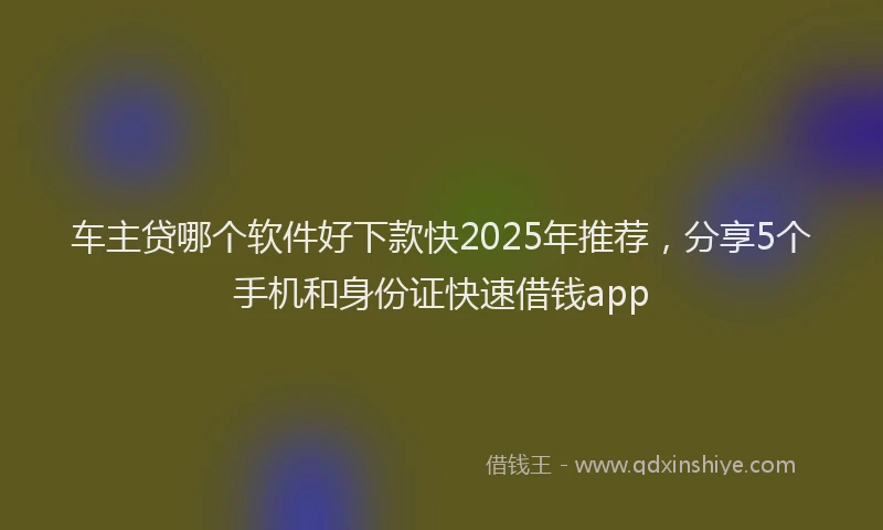 车主贷哪个软件好下款快2025年推荐，分享5个手机和身份证快速借钱app