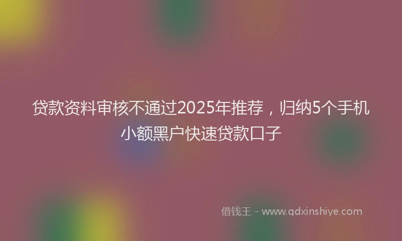 贷款资料审核不通过2025年推荐，归纳5个手机小额黑户快速贷款口子
