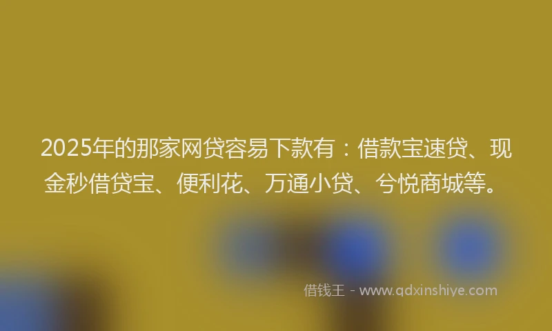 2025年的那家网贷容易下款有：借款宝速贷、现金秒借贷宝、便利花、万通小贷、兮悦商城等。