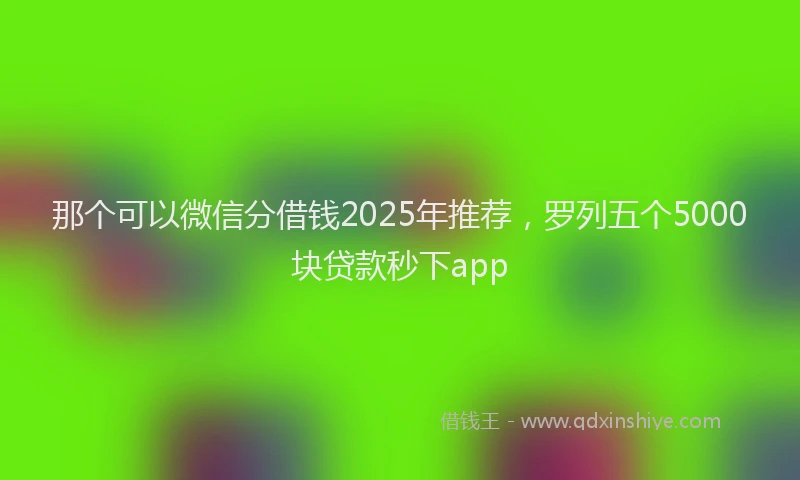 那个可以微信分借钱2025年推荐，罗列五个5000块贷款秒下app