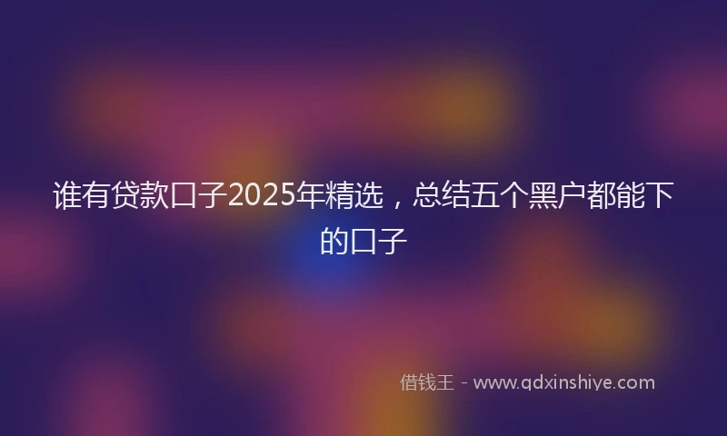 谁有贷款口子2025年精选，总结五个黑户都能下的口子
