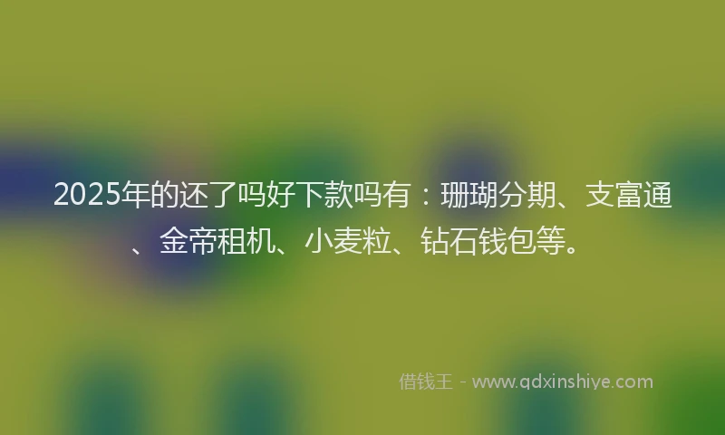 2025年的还了吗好下款吗有：珊瑚分期、支富通、金帝租机、小麦粒、钻石钱包等。