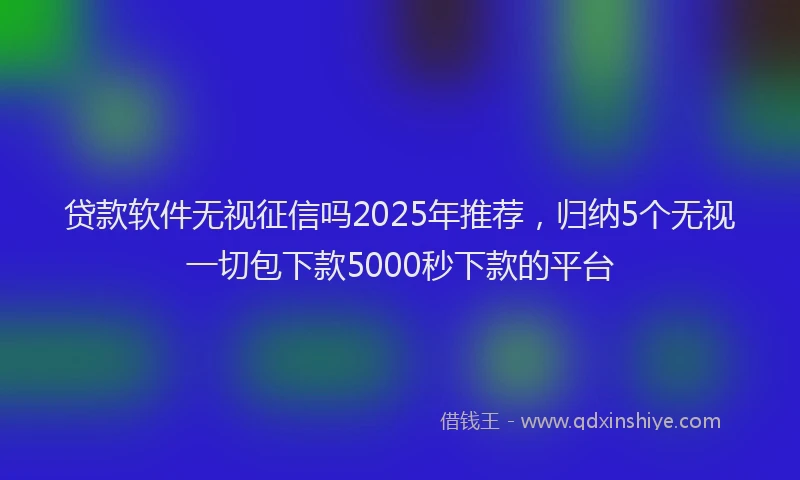 贷款软件无视征信吗2025年推荐，归纳5个无视一切包下款5000秒下款的平台