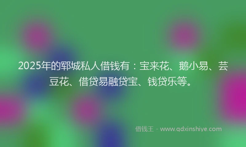 2025年的郓城私人借钱有：宝来花、鹅小易、芸豆花、借贷易融贷宝、钱贷乐等。