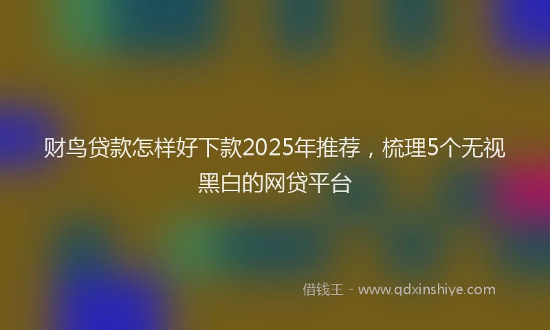 财鸟贷款怎样好下款2025年推荐，梳理5个无视黑白的网贷平台