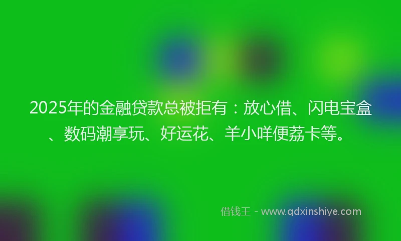 2025年的金融贷款总被拒有：放心借、闪电宝盒、数码潮享玩、好运花、羊小咩便荔卡等。