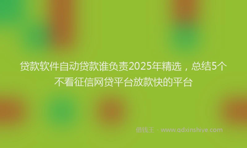 贷款软件自动贷款谁负责2025年精选，总结5个不看征信网贷平台放款快的平台