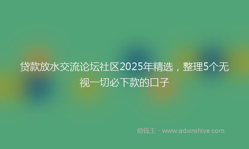 贷款放水交流论坛社区2025年精选，整理5个无视一切必下款的口子