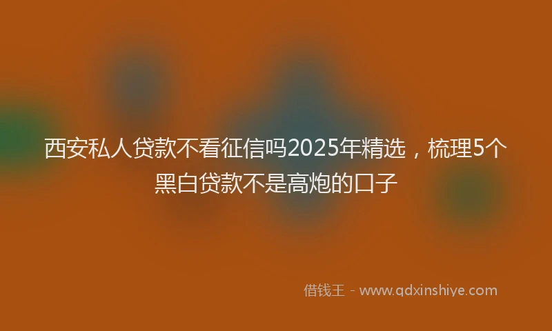 西安私人贷款不看征信吗2025年精选，梳理5个黑白贷款不是高炮的口子