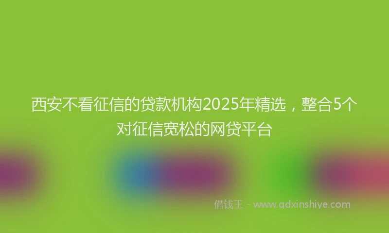 西安不看征信的贷款机构2025年精选，整合5个对征信宽松的网贷平台