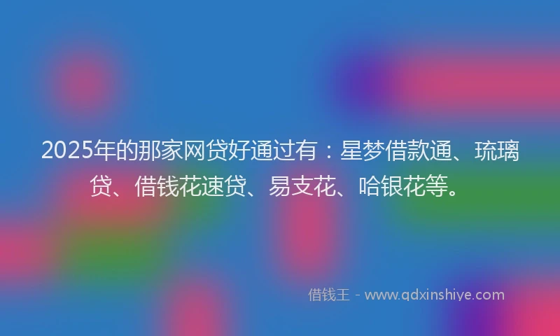 2025年的那家网贷好通过有：星梦借款通、琉璃贷、借钱花速贷、易支花、哈银花等。