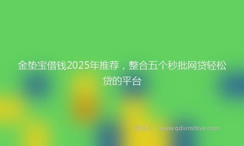 金垫宝借钱2025年推荐，整合五个秒批网贷轻松贷的平台