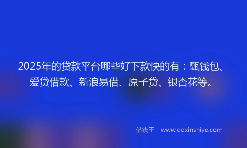 2025年的贷款平台哪些好下款快的有：甄钱包、爱贷借款、新浪易借、原子贷、银杏花等。