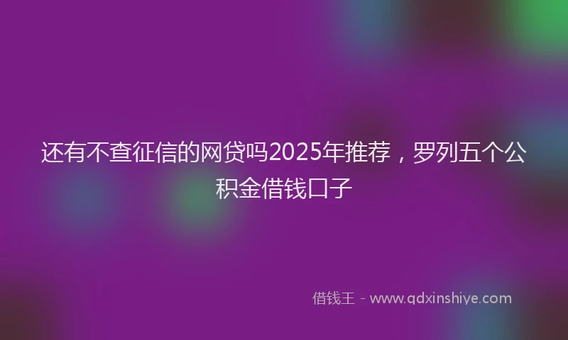 还有不查征信的网贷吗2025年推荐，罗列五个公积金借钱口子