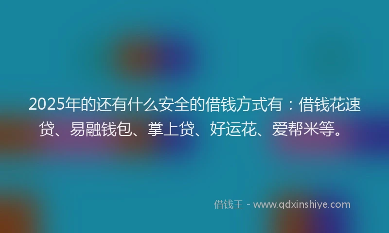 2025年的还有什么安全的借钱方式有：借钱花速贷、易融钱包、掌上贷、好运花、爱帮米等。