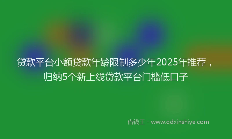 贷款平台小额贷款年龄限制多少年2025年推荐，归纳5个新上线贷款平台门槛低口子
